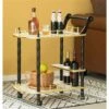 Fabulaxe 15.75-in X 23.5-in X 30-in Black/White Wood Base Service Cart