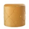 Fabulaxe Modern Yellow Velvet Round Integrated Storage Ottoman