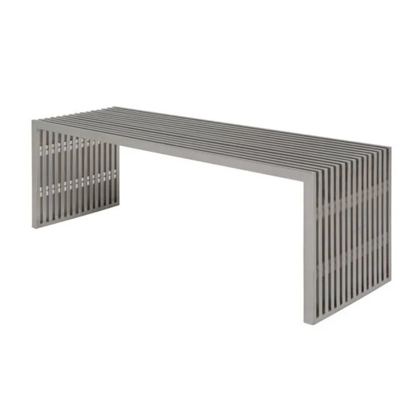 Plata Import Nove 48-in Modern Brushed Stainless Steel Bench 4 Plata Import Nove 48-in Modern Brushed Stainless Steel Bench - Image 2