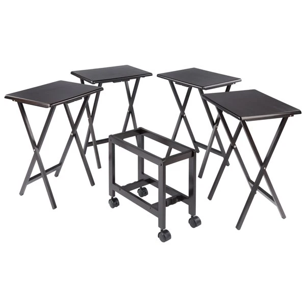 Winsome Wood Allen 5-Piece Snack Table Set - Coffee 7 Winsome Wood Allen 5-Piece Snack Table Set - Coffee - Image 5