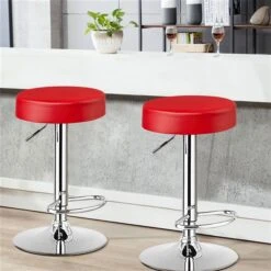Costway Red Bar Height (27-in To 35-in) Upholstered Swivel Bar Stool - Set Of 4 -Rona shop 331038023 AlternateImage2 l