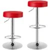Costway Red Bar Height (27-in To 35-in) Upholstered Swivel Bar Stool - Set Of 4