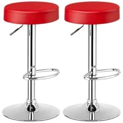 Costway Red Bar Height (27-in To 35-in) Upholstered Swivel Bar Stool - Set Of 4 -Rona shop 331038023 MainImage 001 l
