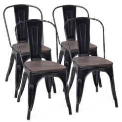 Costway Black Contemporary Side Chair With Metal Frame - Set Of 4 9 Costway Black Contemporary Side Chair With Metal Frame - Set Of 4 -Rona shop 331038049 MainImage 001 l