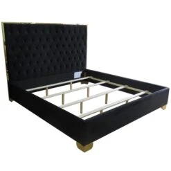 !nspire Black And Gold Contemporary Velvet King Platform Bed