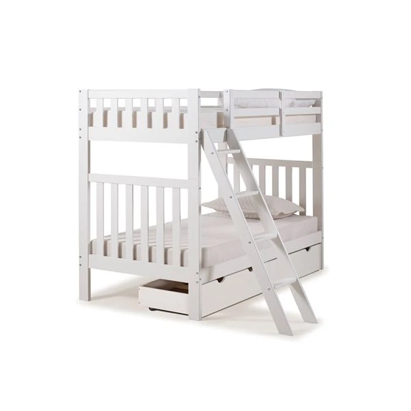 Alaterre Aurora White Twin Over Twin Bunk Bed With Integrated Storage 3 Alaterre Aurora White Twin Over Twin Bunk Bed With Integrated Storage