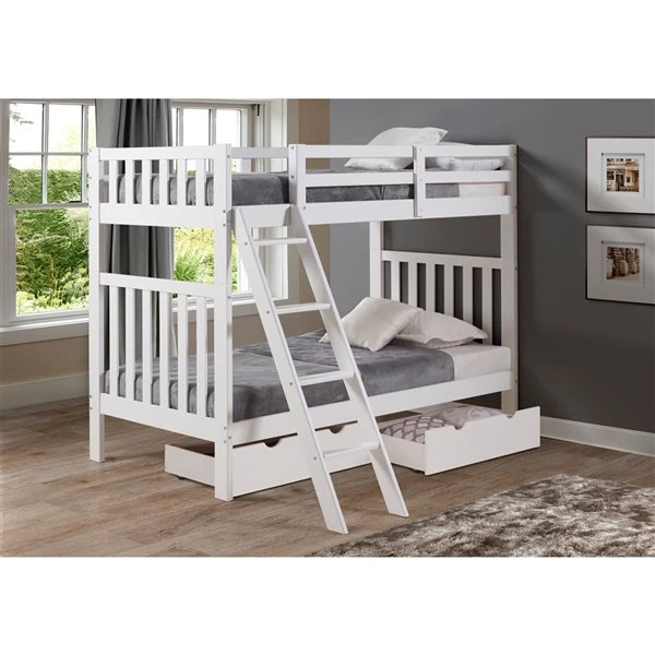 Alaterre Aurora White Twin Over Twin Bunk Bed With Integrated Storage 5 Alaterre Aurora White Twin Over Twin Bunk Bed With Integrated Storage - Image 3