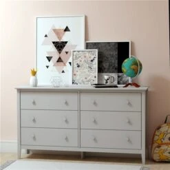Alaterre Simplicity Dove Grey Pine 6-Drawer Dresser/TV Stand Dresser