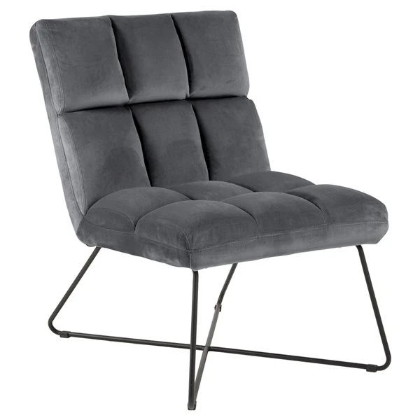Actona Alba Modern Dark Grey Velvet Chaise Lounge 5 Actona Alba Modern Dark Grey Velvet Chaise Lounge - Image 3