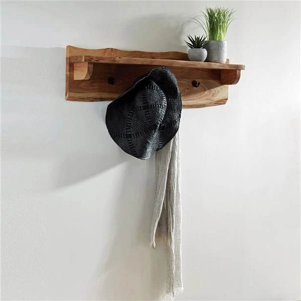 Alaterre Alpine Rustic Natural 4-Hook Hook Rack With Shelf 3 Alaterre Alpine Rustic Natural 4-Hook Hook Rack With Shelf
