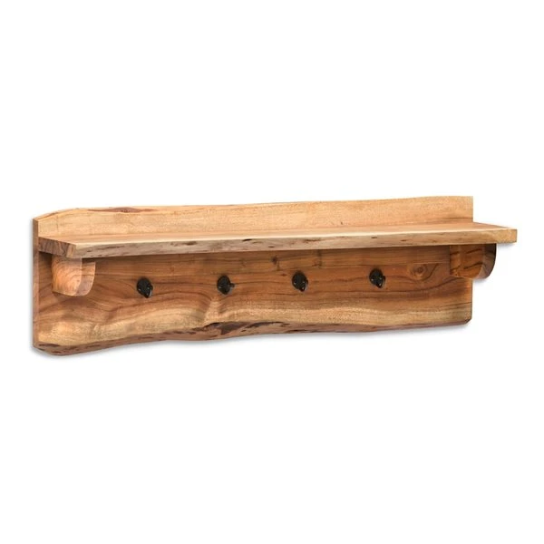 Alaterre Alpine Rustic Natural 4-Hook Hook Rack With Shelf 5 Alaterre Alpine Rustic Natural 4-Hook Hook Rack With Shelf - Image 3