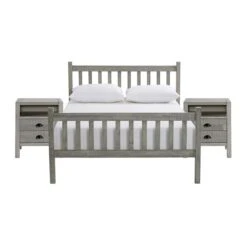 Alaterre Windsor Driftwood Grey Slat Full Bedroom Set - 3-Piece