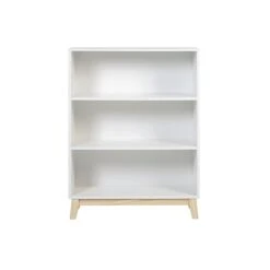 Alaterre MOD White And Natural 48-in H Wood 3-Shelf Standard Bookcase