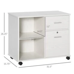 Vinsetto White 2-Drawer Printer Stand With Casters And Storage -Rona shop 331063420 AlternateImage2 l