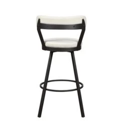 HomeTrend Appert White Faux Leather Bar Height (27-in To 35-in) Upholstered Swivel Bar Stools - 2-Pack