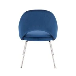 TAKE ME HOME Blue Velvet Flint Chair With Steel Legs - Set Of 2