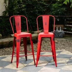 Homycasa Thocar 29-in Red Industrial Slat Back Metal Tabourets De Bar (Set Of 2) -Rona shop 331067004 AlternateImage1 l