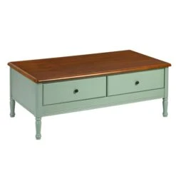 Homycasa Lyall 48-in Green Wooden Coffee Table With 2-Drawer