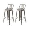 Homycasa Vustu 29-in Silver Industrial Low Back Metal Tabourets De Bar (Set Of 2)