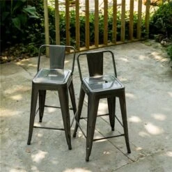 Homycasa Vustu 24-in Silver Industrial Slat Back Metal Tabourets De Comptoir (Set Of 4) -Rona shop 331067057 AlternateImage1 l