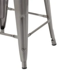 Homycasa Vustu 24-in Silver Industrial Slat Back Metal Tabourets De Comptoir (Set Of 4)