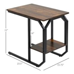 HomCom Espresso Composite Rectangular End Table