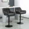 HomCom Black Adjustable Height Swivel Bar Stool - Set Of 2