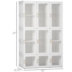 HomCom 41-in White/Clear Storage Cabinet