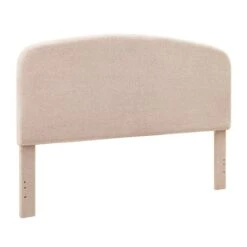Linon Home Decor Foxhall Rounded Headboard Sherpa Upholstered Natural King