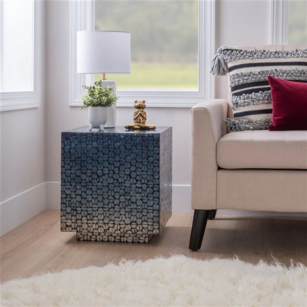 Linon Home Decor Roselle Capiz Square Accent Table Black 18-in X 16.14-in 6 Linon Home Decor Roselle Capiz Square Accent Table Black 18-in X 16.14-in - Image 4