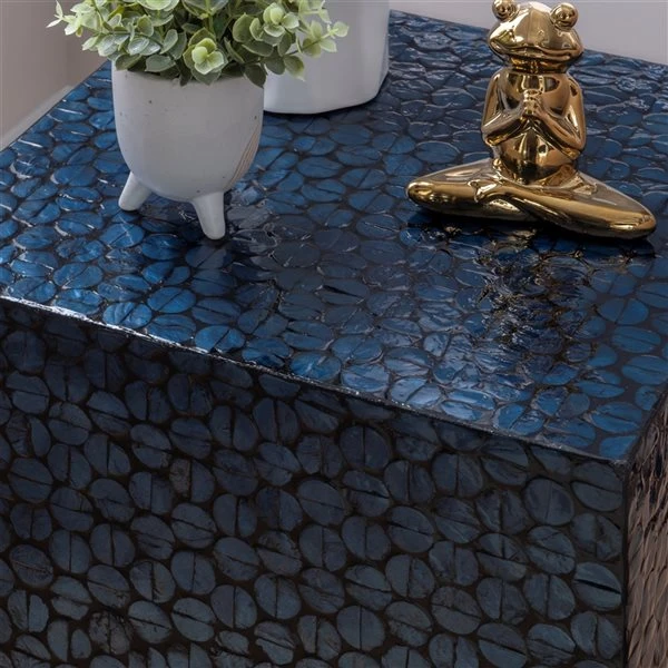 Linon Home Decor Roselle Capiz Square Accent Table Black 18-in X 16.14-in 5 Linon Home Decor Roselle Capiz Square Accent Table Black 18-in X 16.14-in - Image 3