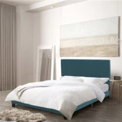 CorLiving Juniper Full Size Fabric Upholstered Bed - Teal Blue -Rona shop 331069076 AlternateImage3 l