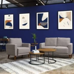 CorLiving Clara Upholstered Light Grey Modern Armchair