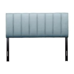 CorLiving Helena Queen Velvet Channel Tufted Headboard - Light Blue