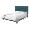CorLiving Ellery Full Size Fabric Tufted Panel Bed - Teal Blue