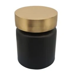 Sagebrook Home Modern Black/Gold Round Ottoman