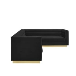 Inspired Home Anniston Modern Black Velvet Sectional Sofa (Right)