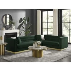 Inspired Home Anniston Modern Hunter Green Velvet Sectional Sofa (Right) 9 Inspired Home Anniston Modern Hunter Green Velvet Sectional Sofa (Right) -Rona shop 332001765 AlternateImage1 l