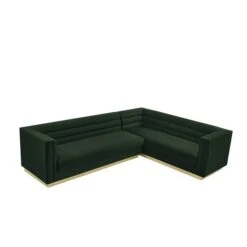 Inspired Home Anniston Modern Hunter Green Velvet Sectional Sofa (Right)
