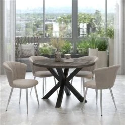 !nspire Grey Table With Grey And Chrome Chair 5-Piece Dining Set