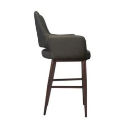 TAKE ME HOME Brooklyn Stool Made Of Faux Leather And Metal Frame Grey - Set Of 2