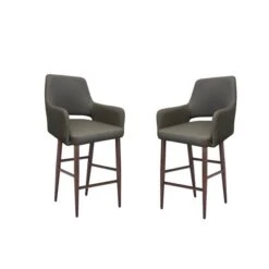 TAKE ME HOME Brooklyn Stool Made Of Faux Leather And Metal Frame Grey - Set Of 2 -Rona shop 332003758 AlternateImage4 l