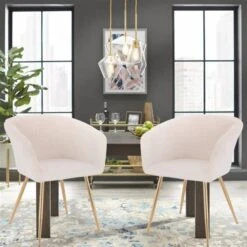 Plata Import Susan White Velvet Upholstered Chair With Gold Metal Legs (Set Of 2) -Rona shop 332004214 AlternateImage1 l