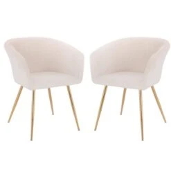 Plata Import Susan White Velvet Upholstered Chair With Gold Metal Legs (Set Of 2) -Rona shop 332004214 MainImage 001 l