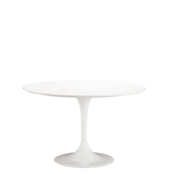 Plata Import Oura White Round Extending Removable 36-in Wood Table With Gloss Metal Base 4 Plata Import Oura White Round Extending Removable 36-in Wood Table With Gloss Metal Base - Image 2