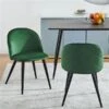 Homycasa Zomba Mid Century Modern Green Velvet Upholstered Dining Chairs Set Of 2