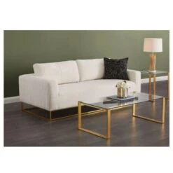 TAKE ME HOME FURNITURE Lysa Minimalist Coffee Table With Gold Glass Top