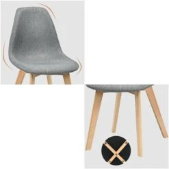 Costway Wood And Linen Grey Upholstered Dining Chairs - Set Of 4 10 Costway Wood And Linen Grey Upholstered Dining Chairs - Set Of 4 -Rona shop 332006573 AlternateImage4 l