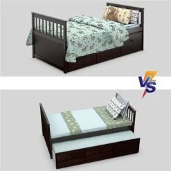 Costway Espresso Twin Captain Bed With Storage