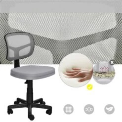 Costway Grey Ergonomic Adjustable Height Swivel Armless Office Chair